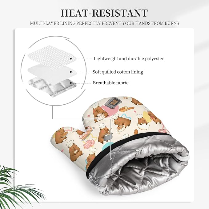 Capybara Gifts for Women, Funny Capybara Oven Mitt & Pot Holder Set, Heat - Image 5