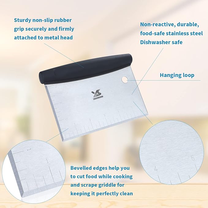 MSY BIGSUNNY Dough Scraper Baking Pastry Cutter Good Grip Pastry Scraper - Image 3