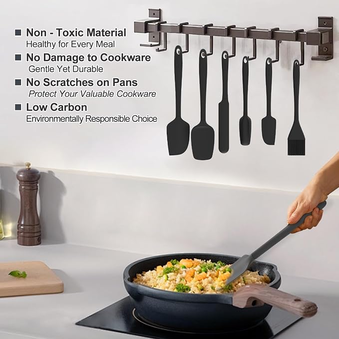 Silicone Spatula Set, 6 Pieces Food Grade Kitchen Utensils - Image 4