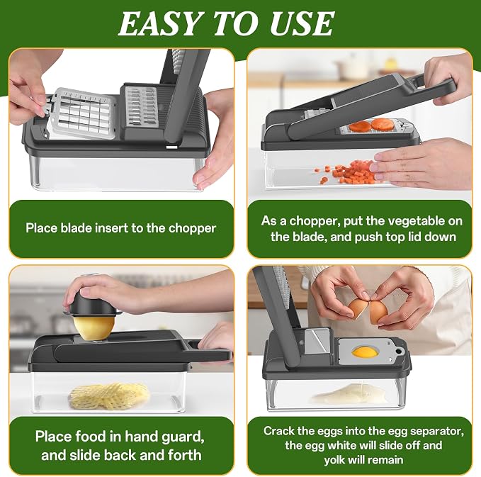 HomeHacks Vegetable Chopper Vegetable Cutter, 12 in 1 Kitchen Gadget, Onion - Image 6