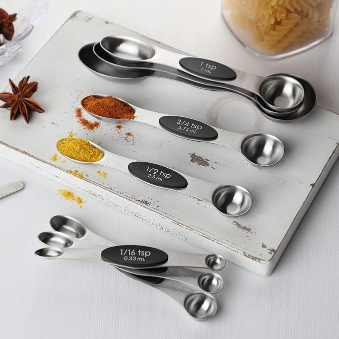 Measuring Spoon Set of 9 Magnetic Measuring Spoons Dual Sided Stainless Steel - Image 5