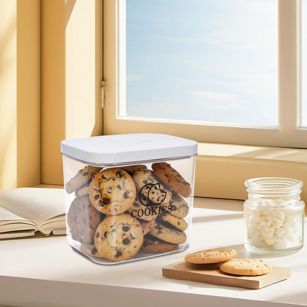 Cookie Jar with Airtight Lid,Bread Box for Kitchen Countertop,Time