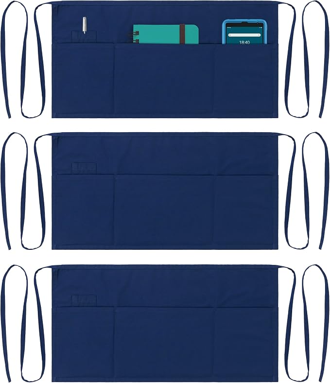 Dreamology Waitress Apron with Pockets, Server Aprons with 3 Pockets, Short & by DREAMOLOGY