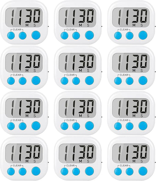 12 Pack Digital Kitchen Timers for Cooking Magnetic Timer for Cooking Loud by AOUCE