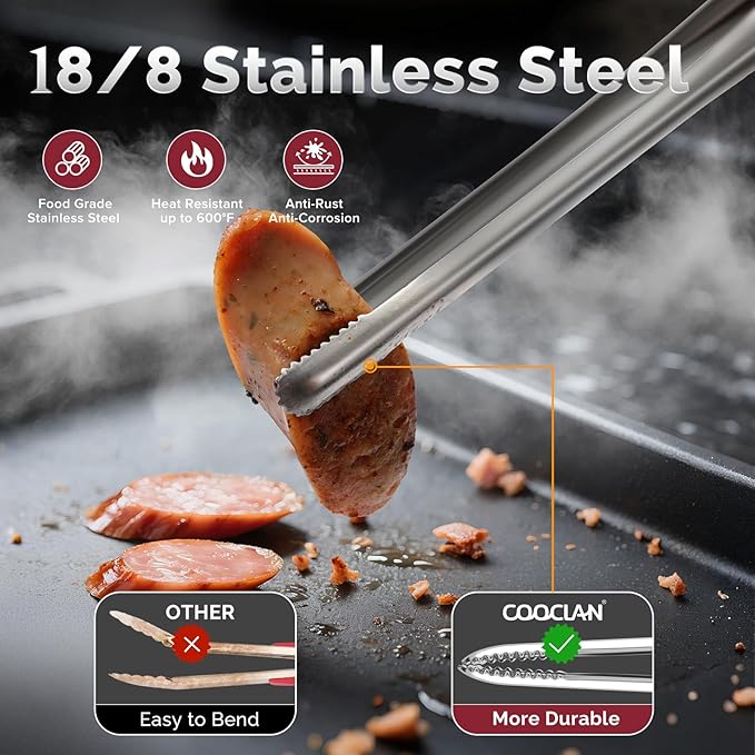 Precision Serrated Non-Slip Tips Cooking Tongs 2 Set, 18/8 Stainless Steel - Image 3