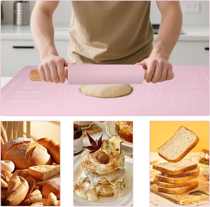 3Pcs Silicone Rolling Pin for Baking Sets, 15Inch Pastry Dough Roller - Image 6