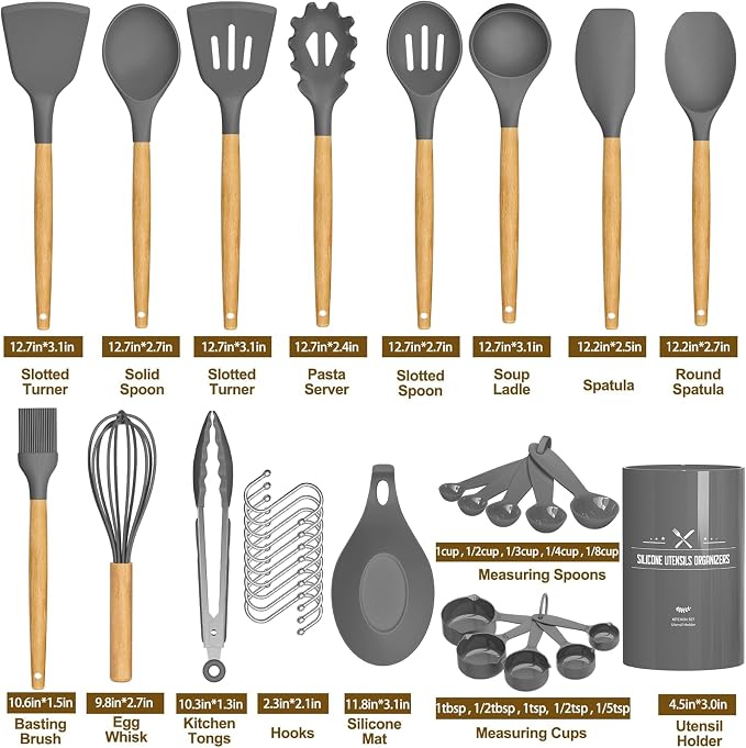 Umite Chef Kitchen Cooking Utensils Set, Woodle Handle Heat Resistant Gadgets - Image 5