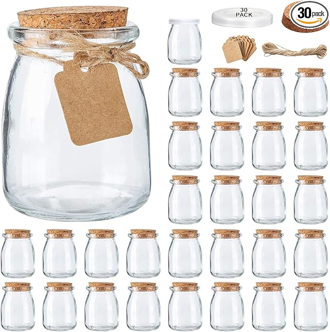 Brajttt Mini Yogurt Jars 30 Pack, 7 oz Glass Favor Jars by Brajttt