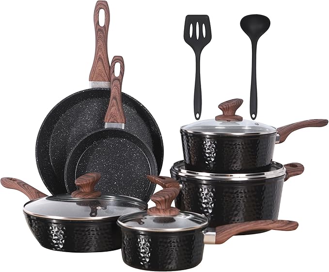Kitchen Academy Induction Pots and Pans Set Non Stick by KITCHENACADEMYBETTERLIVINGTHROUGHCOOKINGPERFECTION