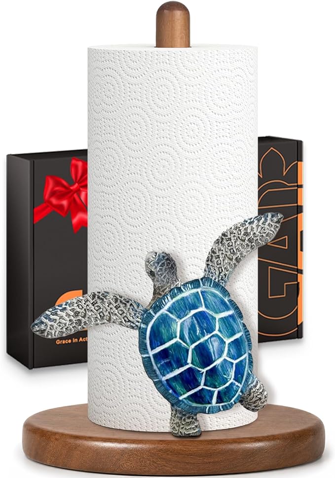 Blue Turtle Paper Towel Holder, Coastal Beach Ocean Home Decor by Unknown