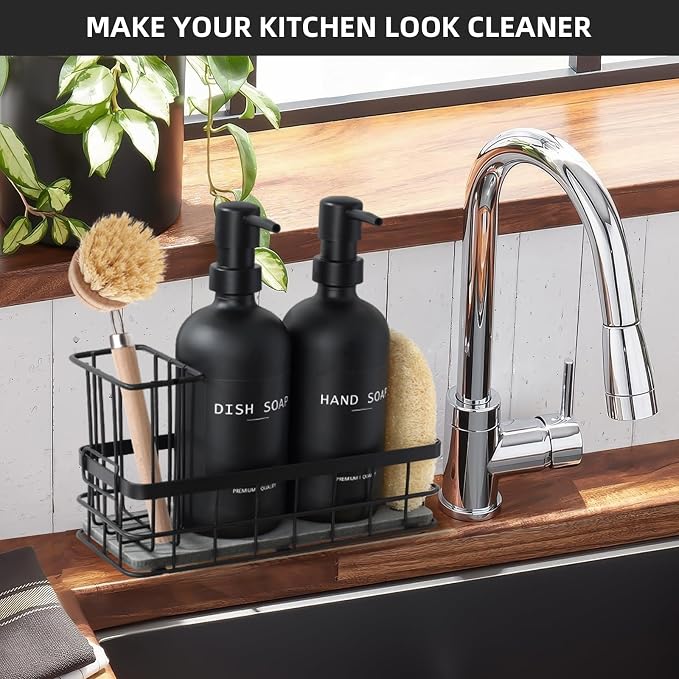 Dish Soap Dispenser for Kitchen, 16.9 fl oz Black Hand and Dish Soap Dispenser - Image 7