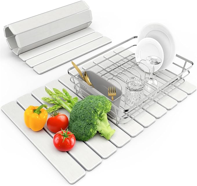 Large Stone Dish Drying Mat for Kitchen Counter, Collapsible Quick Dry Stone by Incenseburner
