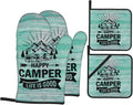 Happy Camper Oven Mitts and Pot Holders Sets of 4, Resistant Hot Pads by Nelife