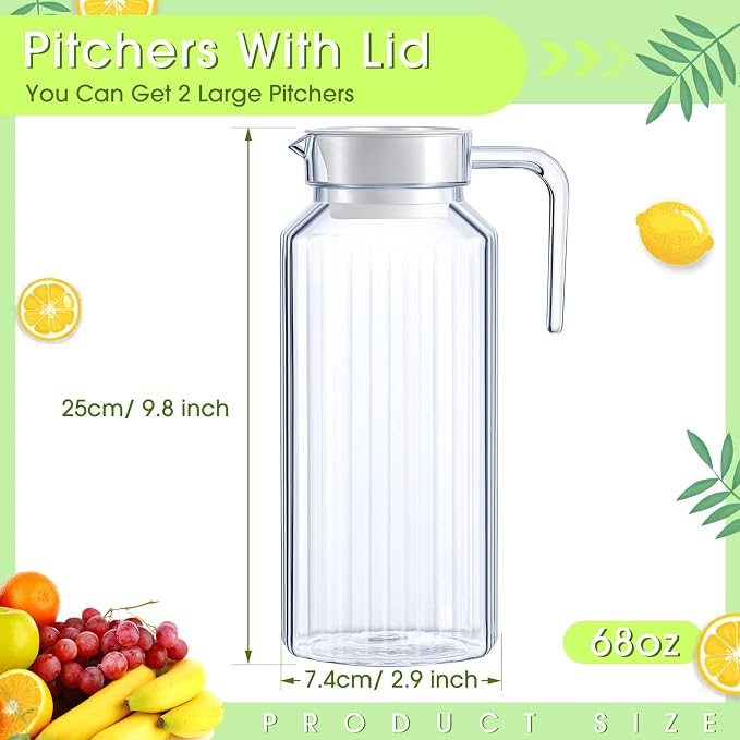 Panitay 2 Pcs 68 Ounces Plastic Pitcher - Image 2
