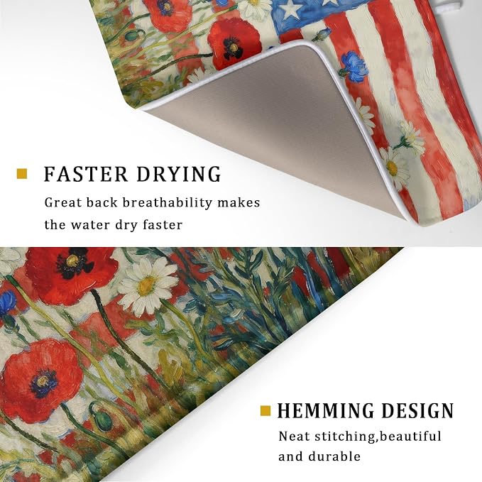 Patriotic American Flag Dish Drying Mat - Image 3