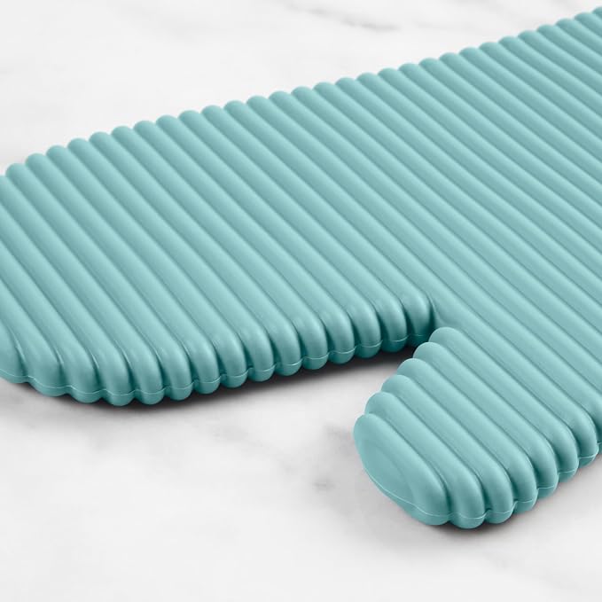 KITCHENAID Ribbed Soft Silicone Oven Mitt 2-Pack Set, Mineral Water Aqua - Image 4
