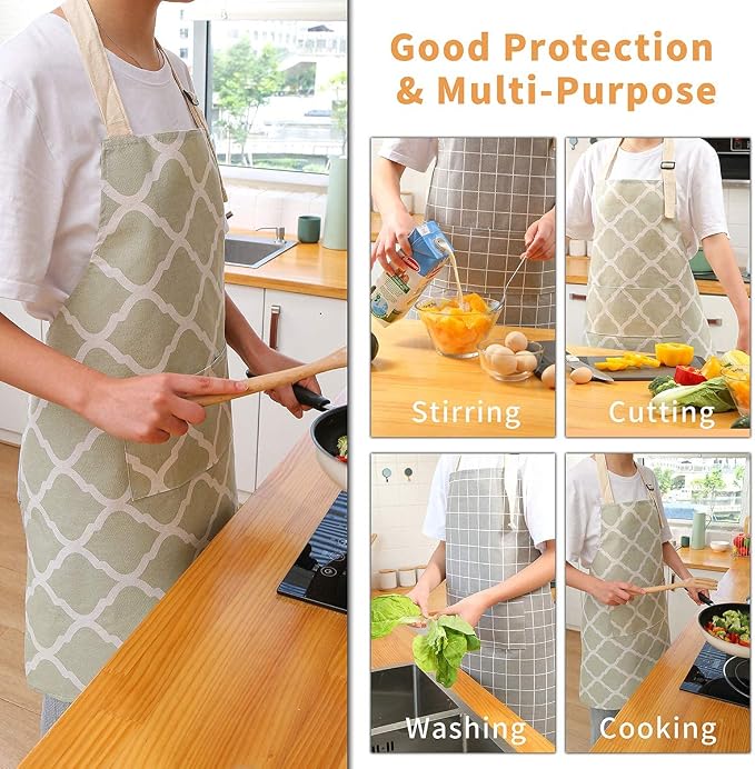 Tosewever 2 Pack Cotton Adjustable Bib Apron - Image 6