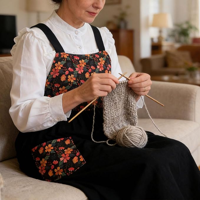 Uaussi Cotton Linen Apron Cross Back Work Apron - Image 7