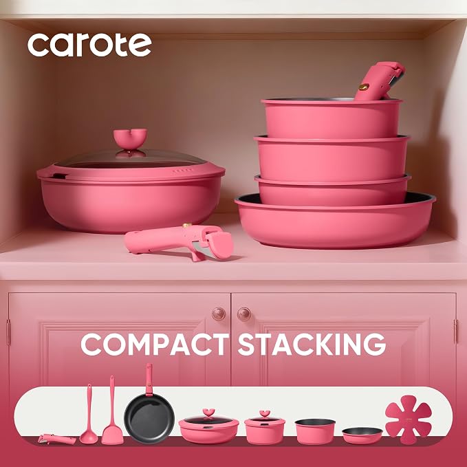 CAROTE 15pcs Pots and Pans Set Non Stick, Cookware Set Non Toxic - Image 4