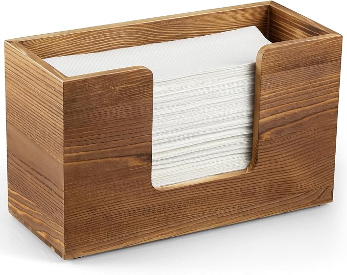 Paper Towel Dispenser Countertop, Burnt Wood Folded Paper Hand Towel Holder by Unknown