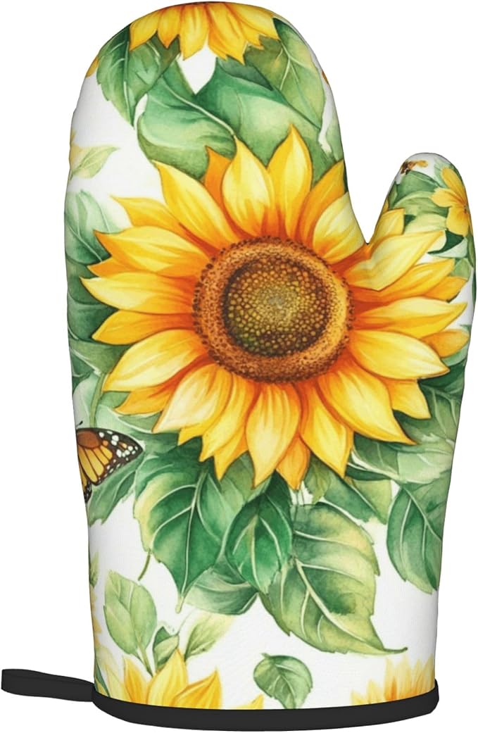 Sunflower Oven Mitts and Pot Holders Sets Watercolor Yellow Floral Plant - Image 8