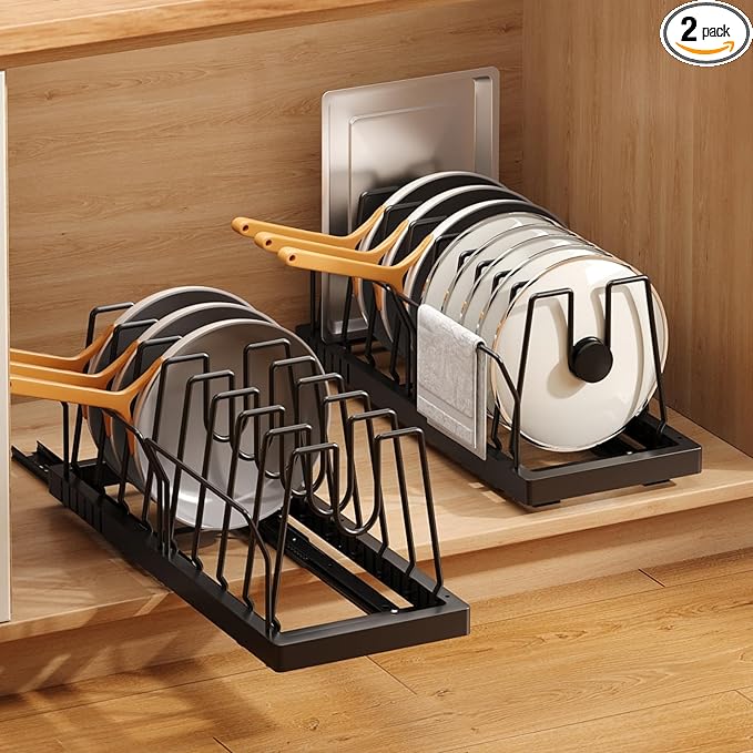 Mustorn 2 Pack Pots and Pans Organizer Under Cabinet, 21.6" Deep Pull Out Pot by MUSTORN