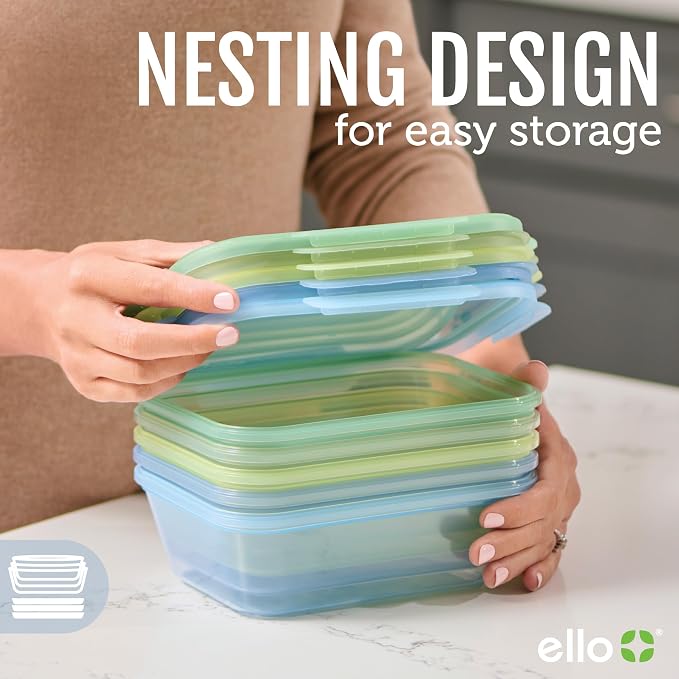 Ello Snap & Nest 10-Piece 4.5 Cup Plastic Meal Prep Set, Reusable Food - Image 6