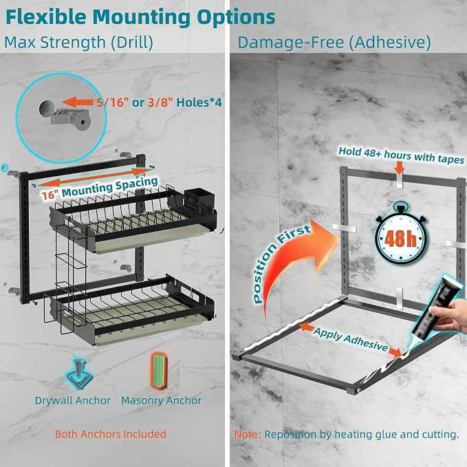 Hanging Wall Mounted Dish Drying Rack - Image 8