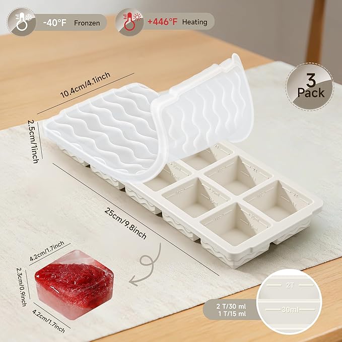 Ice Cube Tray with Lid – 3 Pack 2 Tbsp Ice Trays - Image 6