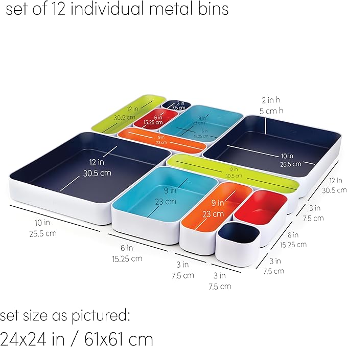 Three by Three Seattle 12 Piece Metal Organizer Tray Set - Image 3