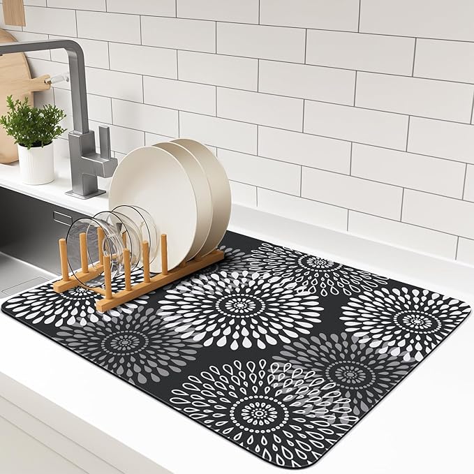 LuxStep Dish Drying Mat Super Absorbent Kitchen Counter Mat Rubber Backing by LuxStep