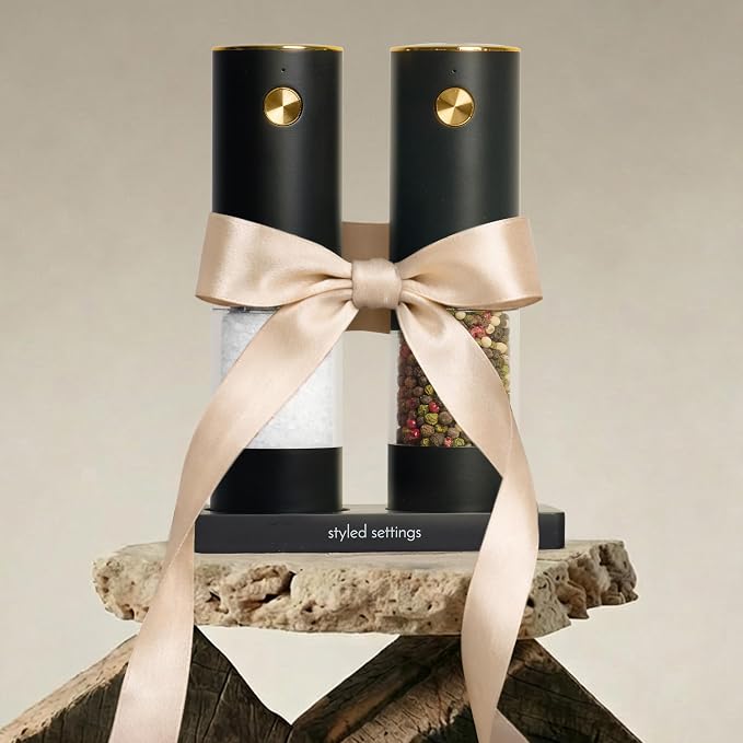 Electric Salt and Pepper Grinder Set Rechargeable – Black and Gold Salt and - Image 9