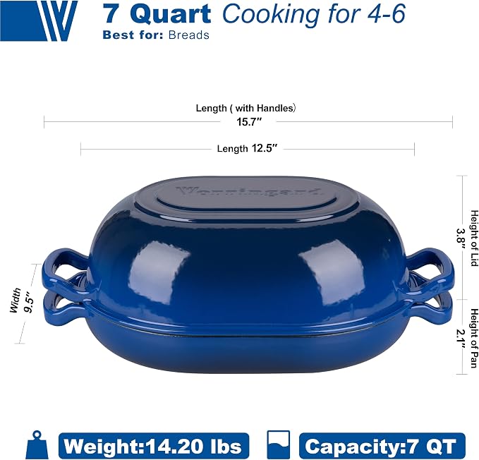 VORRINGARD Enameled Cast Iron Sourdough Bread Oven, Dutch Oven, Loaf Cast Iron - Image 2
