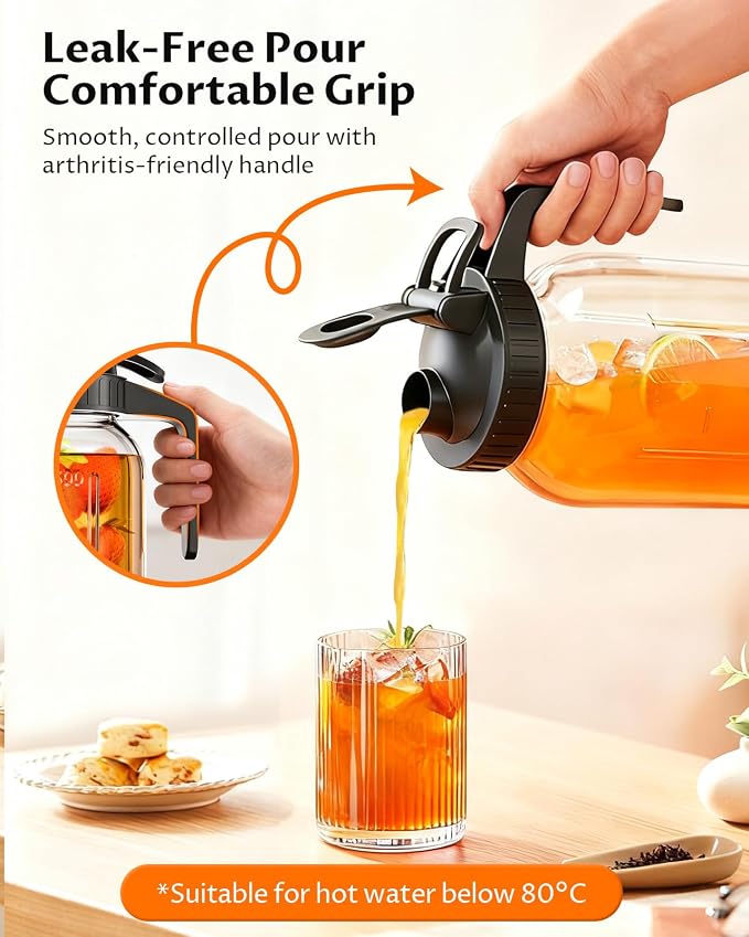 64 oz Mason Jar Pitcher – Airtight & Leakproof Glass Pitcher - Image 4
