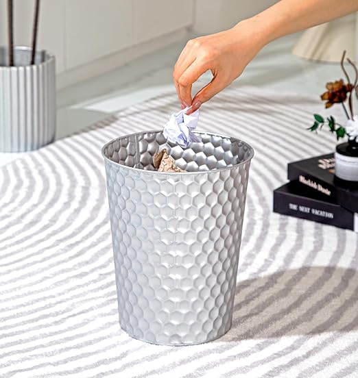 Venalys Small Metal Trash Can Wastebasket, Decorative Honeycomb Garbage Can - Image 2