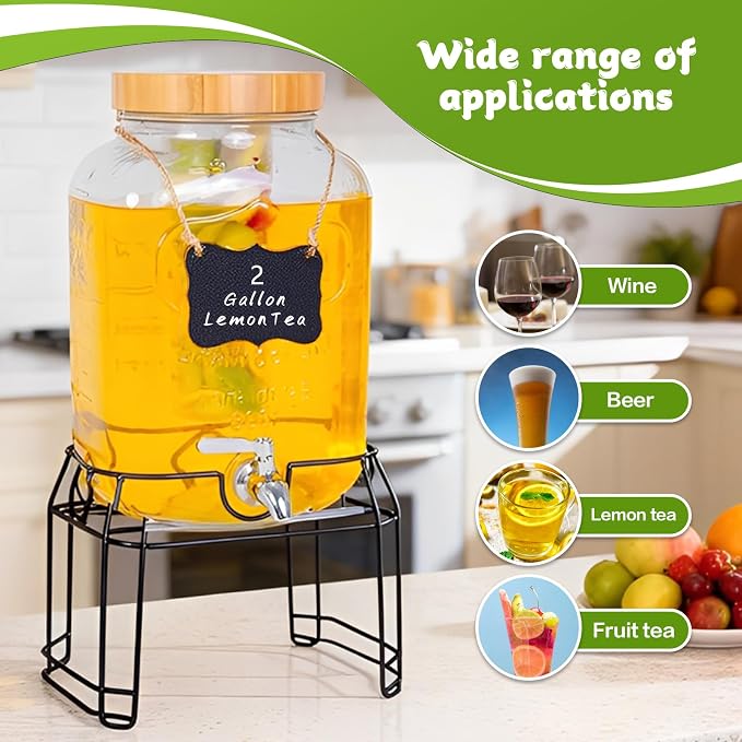 2 Gallon Glass Drink Dispenser - Image 4