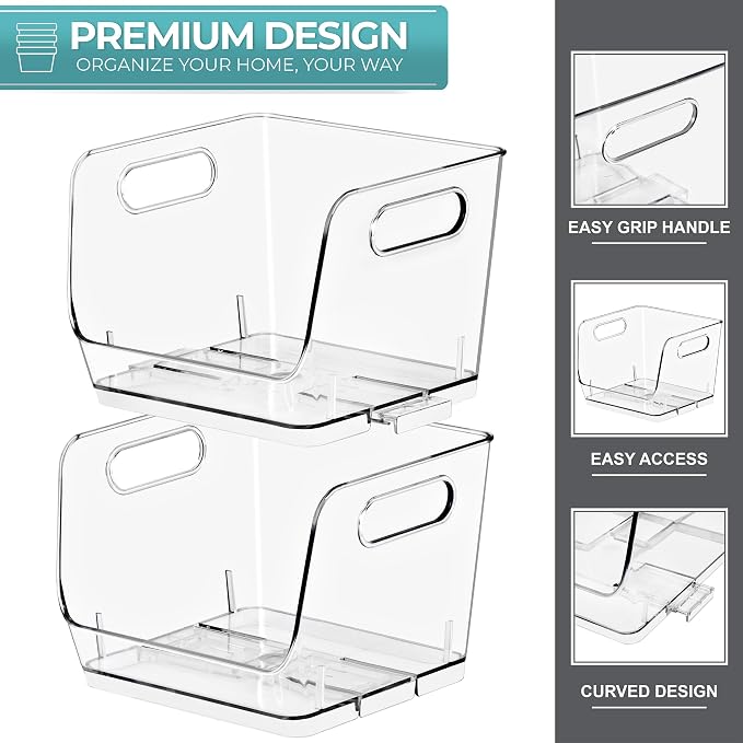 Sorbus Stackable Storage Bins Open Front, Pantry Bins - Image 6