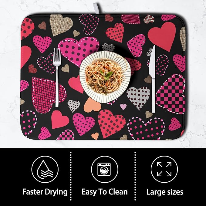 Happy Valentine's Day Kitchen Drying Mats - Image 4