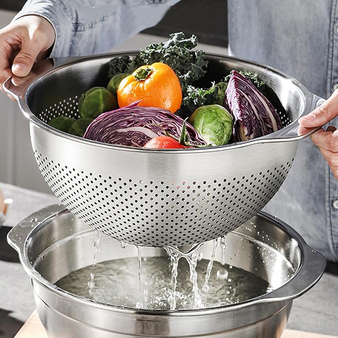 3 Pcs Stainless Steel Colander Strainer Set Metal Colander - Image 6