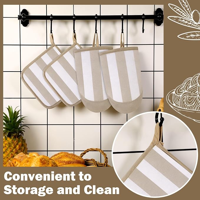 4 Pcs Pot Holders and Oven Mitts Set - Image 4