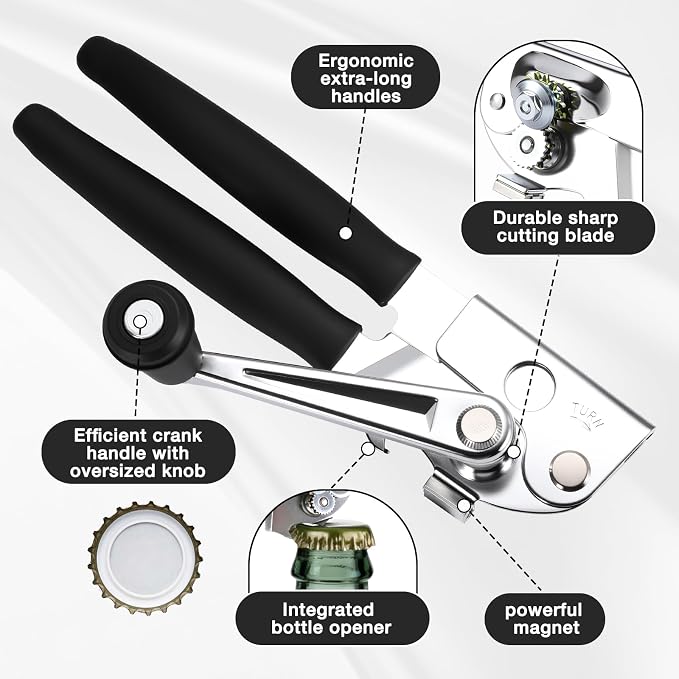 Commercial Can Opener with Magnet, Crank Can Opener Manual Heavy Duty with - Image 2