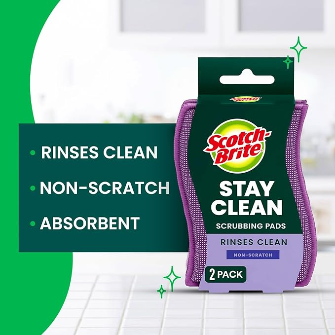 Scotch-Brite Dobie Stay Clean Scrubbers, Non-Scratch Dual-Sided Dish Sponges - Image 2