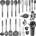 Silicone Kitchen Utensils Set, E-far 30-Piece Cooking Utensils Set by E-far