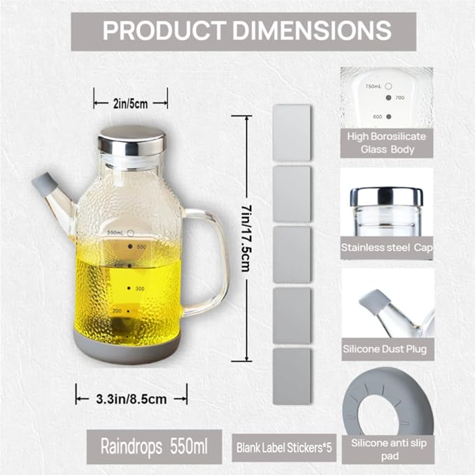 High Borosilicate Glass Oil Bottle-Olive Oil Dispenser - Image 2