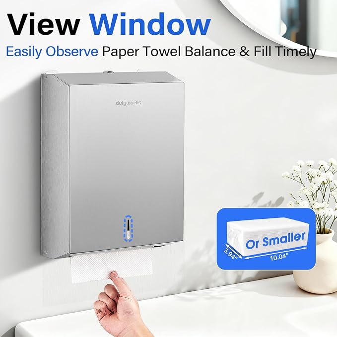 Commercial Paper Towel Dispenser Wall Mount, Stainless Steel C-Fold Multifold - Image 5
