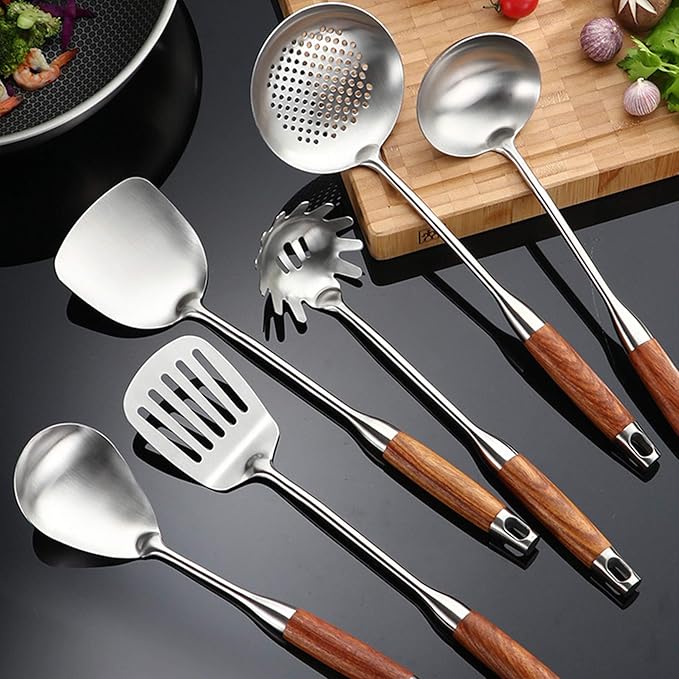 Cooking Utensils Set, Heat Resistant Wooden Handle Kitchen Tools - Image 4