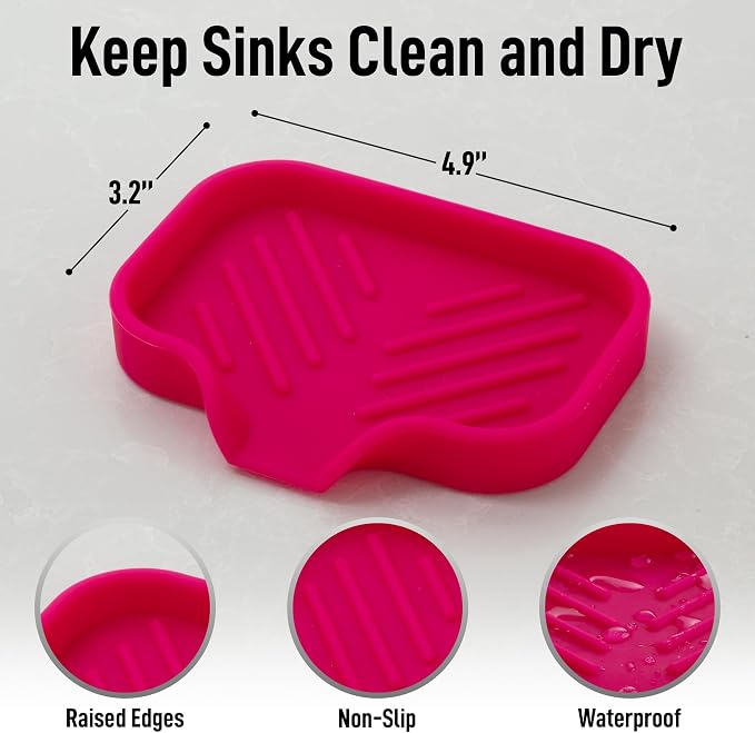 Zulay Kitchen Small Silicone Sponge Holder – Space-Saving Sink Organizer Tray - Image 4