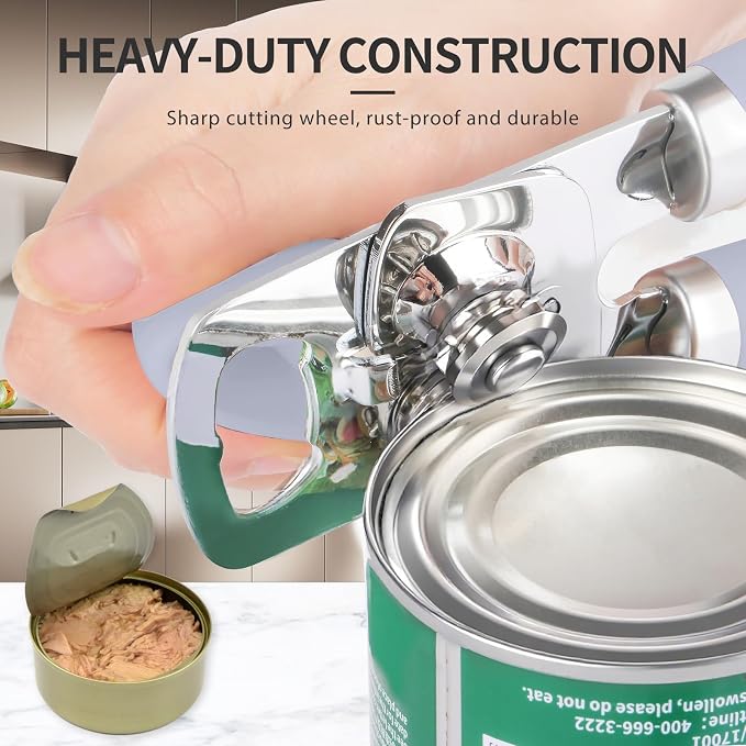 Safring Can Opener Manual, Heavy Duty Stainless Steel Smooth Edge Can Opener - Image 4