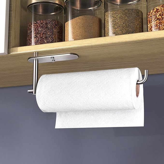 VAEHOLD Self Adhesive Paper Towel Holder Under Cabinet Mount, Wall Mounted - Image 6