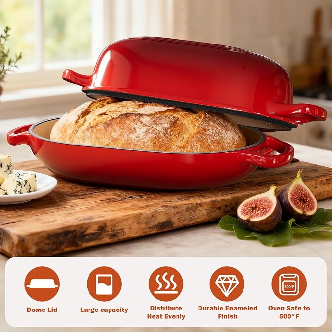Enameled Cast Iron Sourdough Bread Oven, Dutch Oven, incl. Sourdough - Image 6